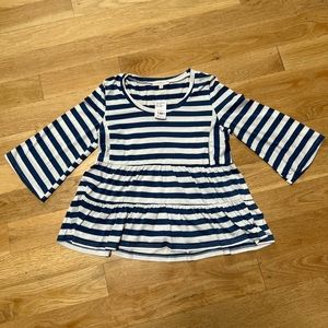 NWT adorable peplum striped top, size medium
